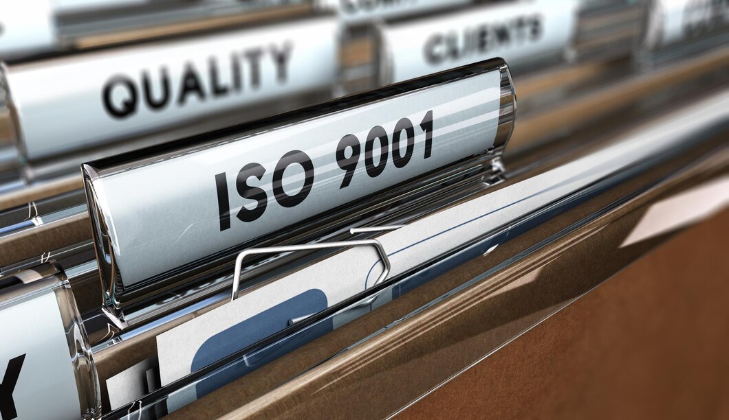 File folder labelled ISO 9001 quality management